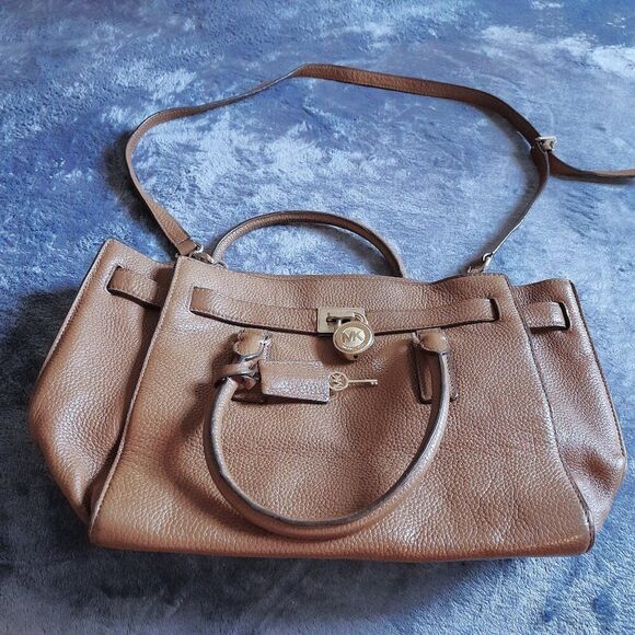 Michael Kors Handbags - Michael Kors Women’s Brown Crossbody Leather Bag with Lock and Key